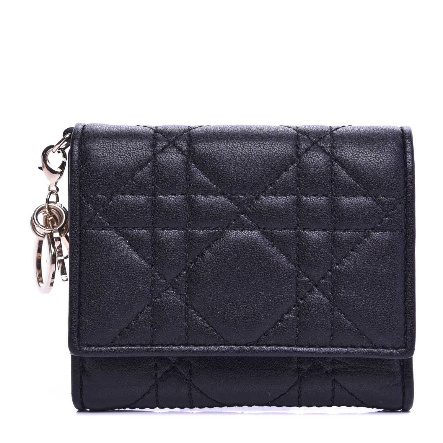 Christian Dior Lambskin Cannage Lady Dior Lotus Wallet Black 1 of 9