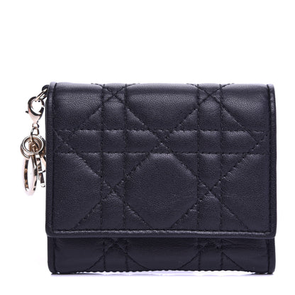 Christian Dior Lambskin Cannage Lady Dior Lotus Wallet Black 1 of 9