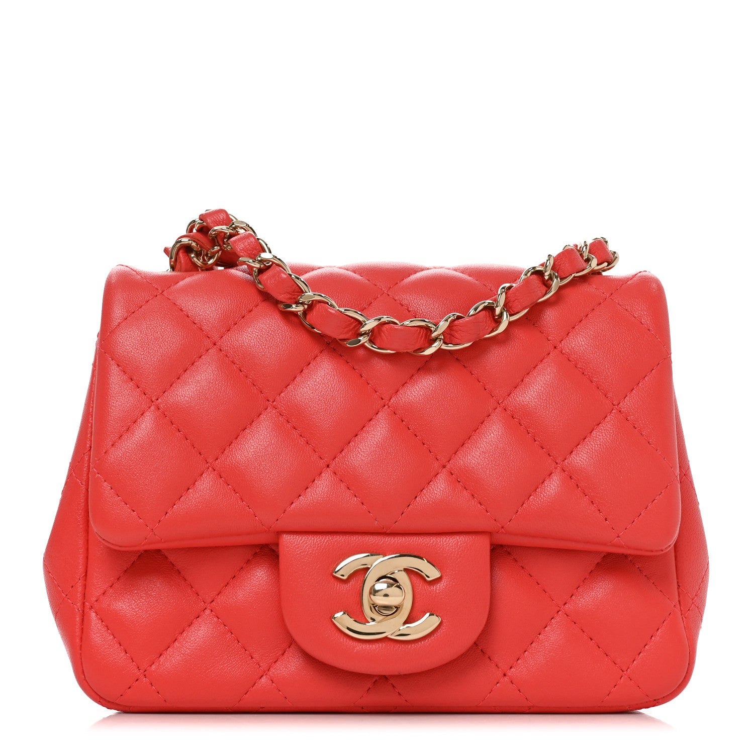 Chanel Lambskin Quilted Mini Square Flap Orange 1 of 10