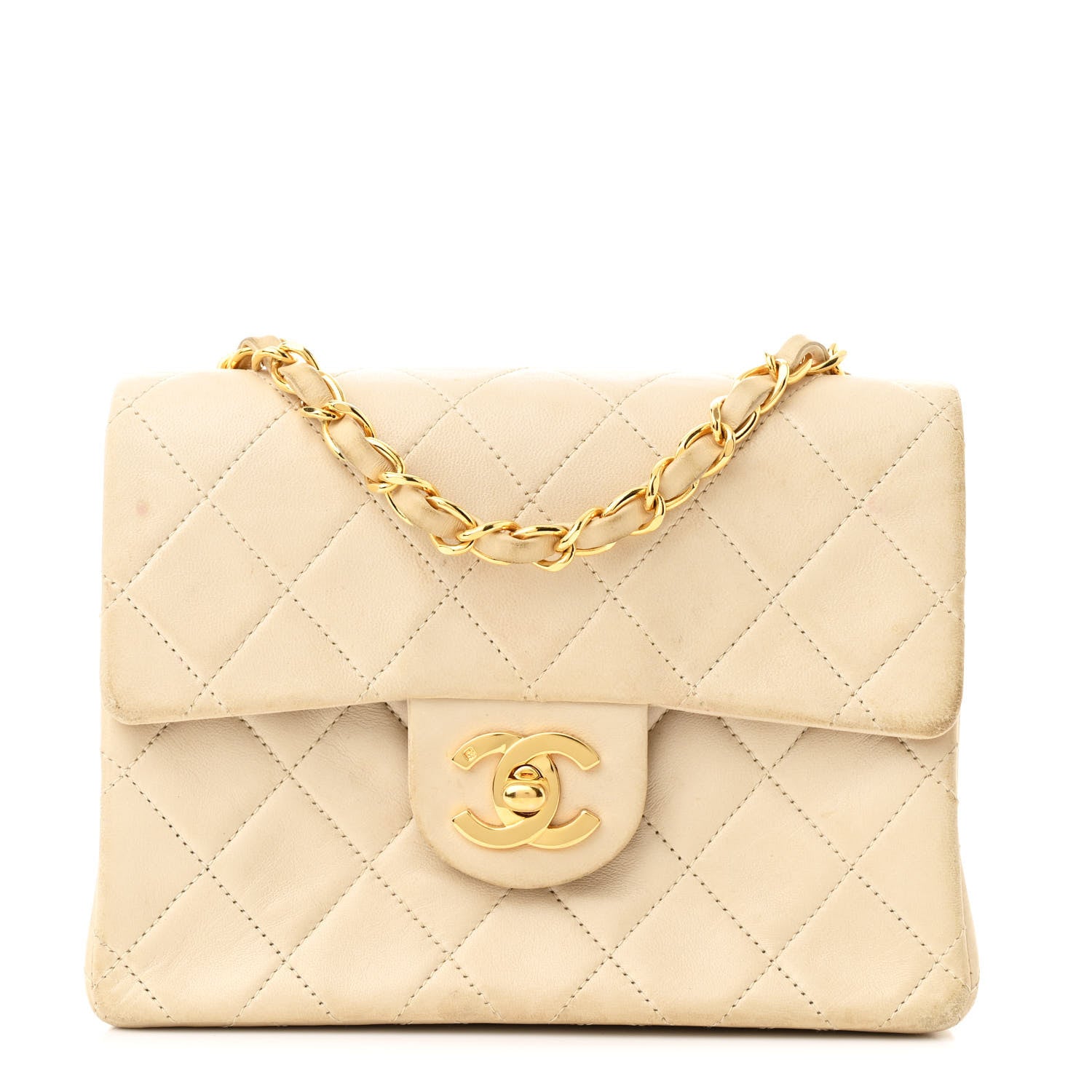 Chanel Lambskin Quilted Mini Square Flap Beige 1 of 14