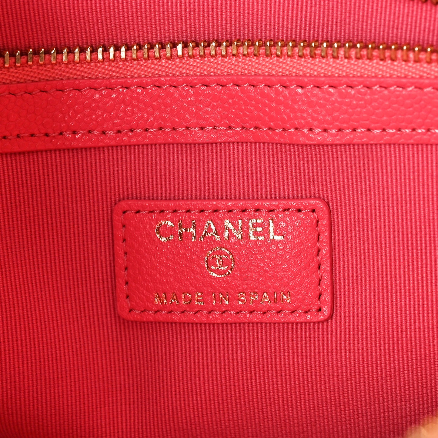 Lambskin Quilted Medium Cosmetic Case Dark Pink