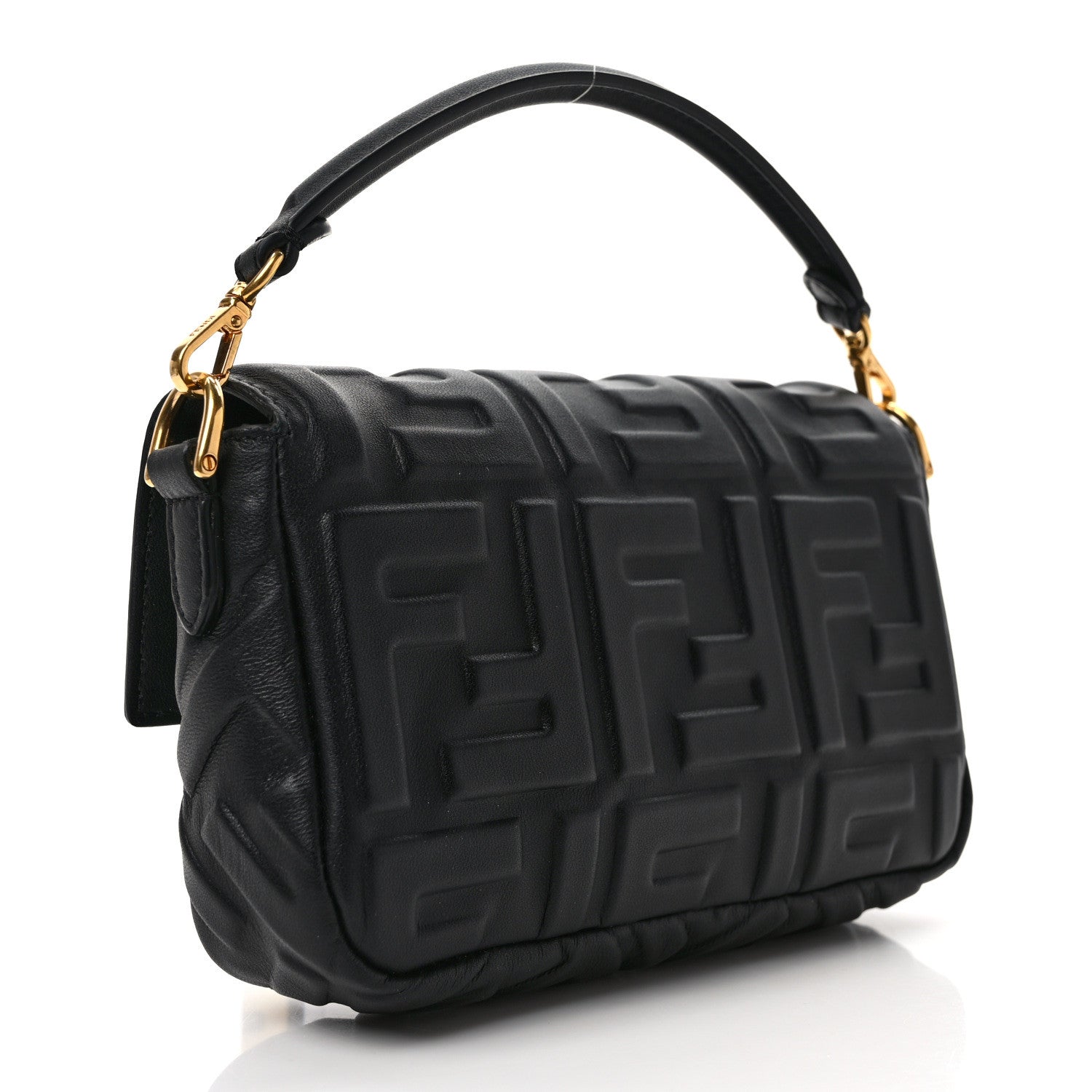 Fendi Nappa FF 1974 Embossed Mini Baguette Black 3 of 10