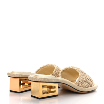 Fendi Raffia Intreccio Baguette 60mm Slide Sandals 38 Paglia 4 of 8