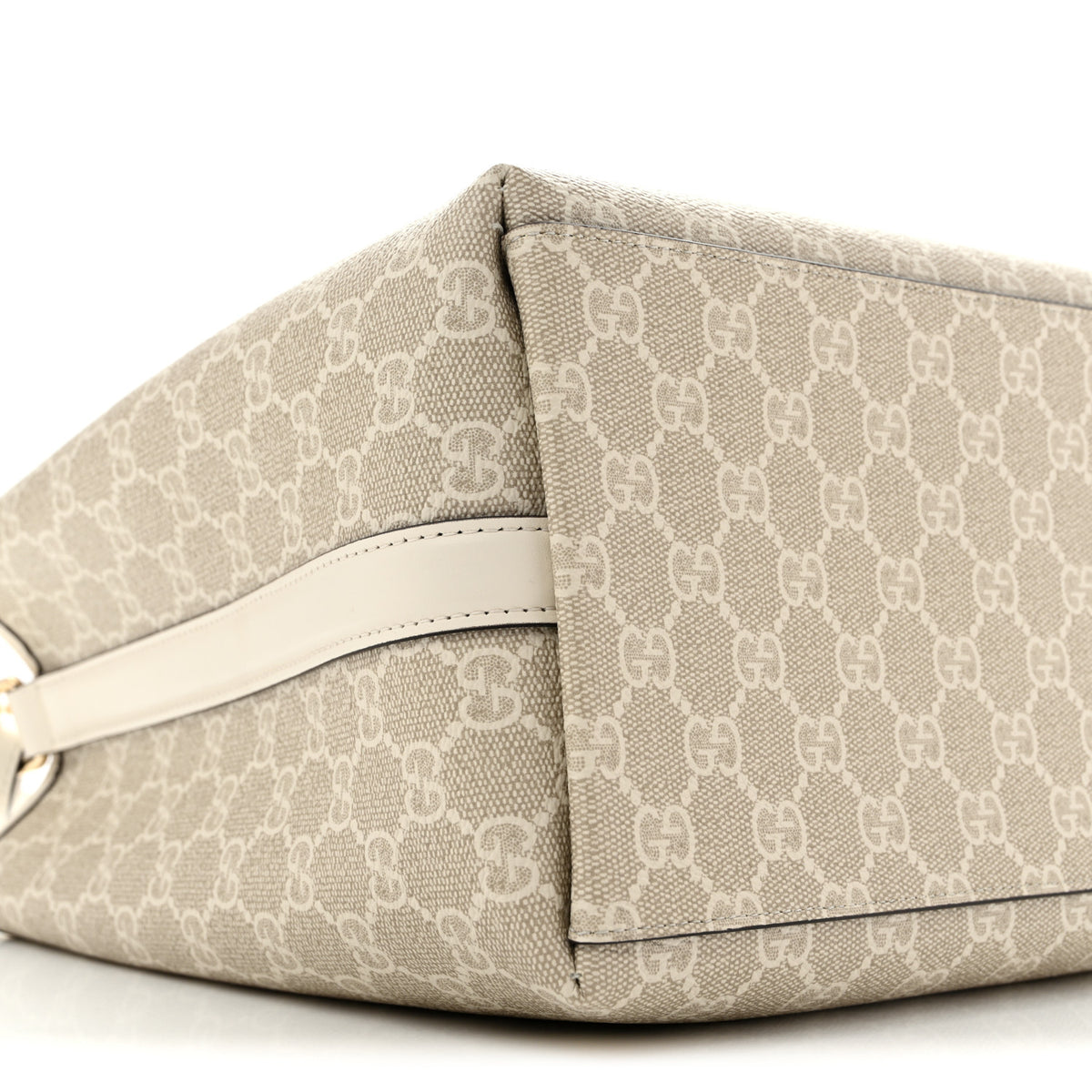 GG Supreme Monogram Medium Emblem Bucket Bag Beige White