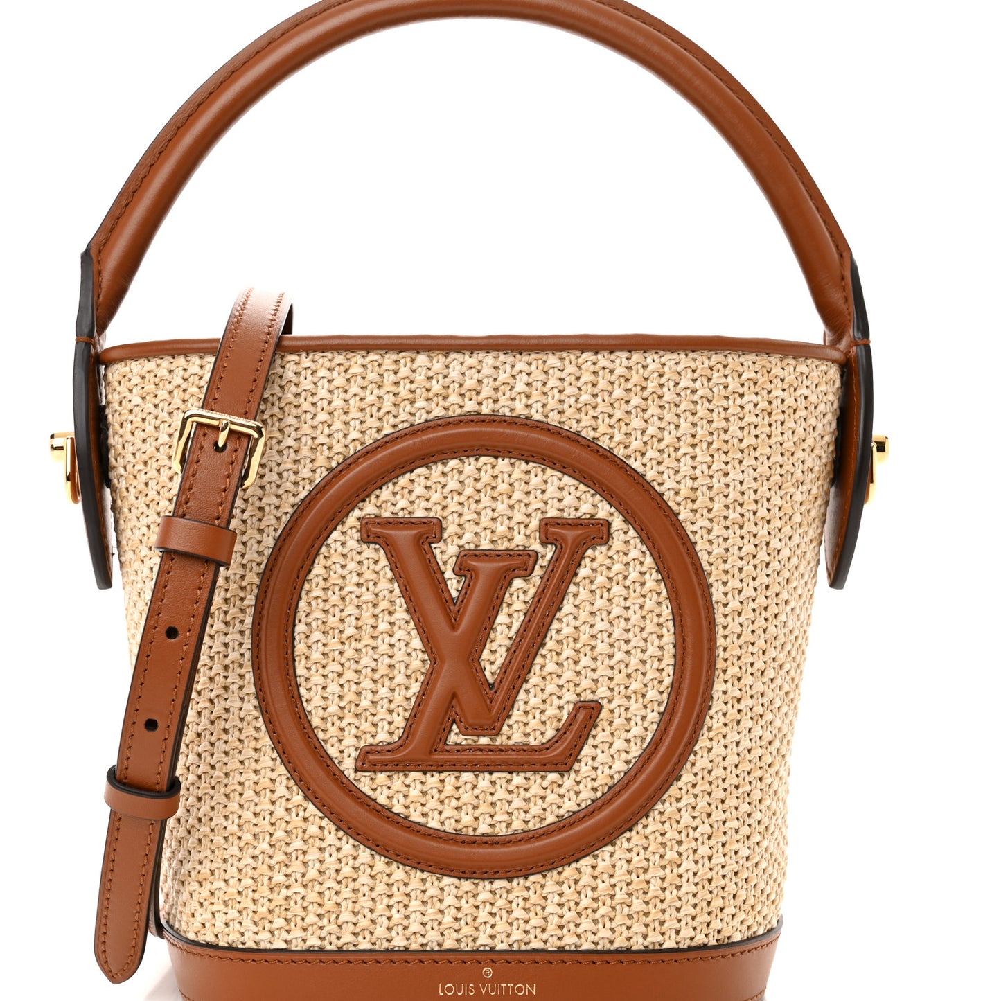 Kitted Raffia Petit Bucket Caramel
