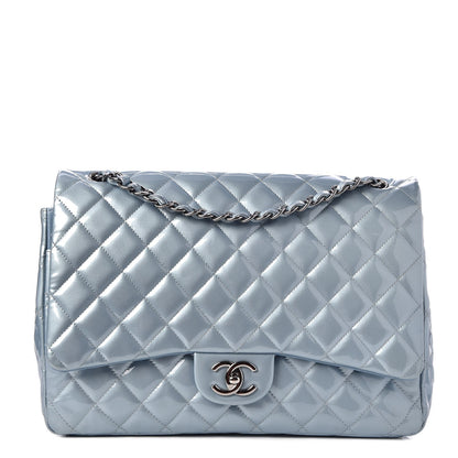 Chanel Patent Quilted Maxi Double Flap Light Blue 1 of 14