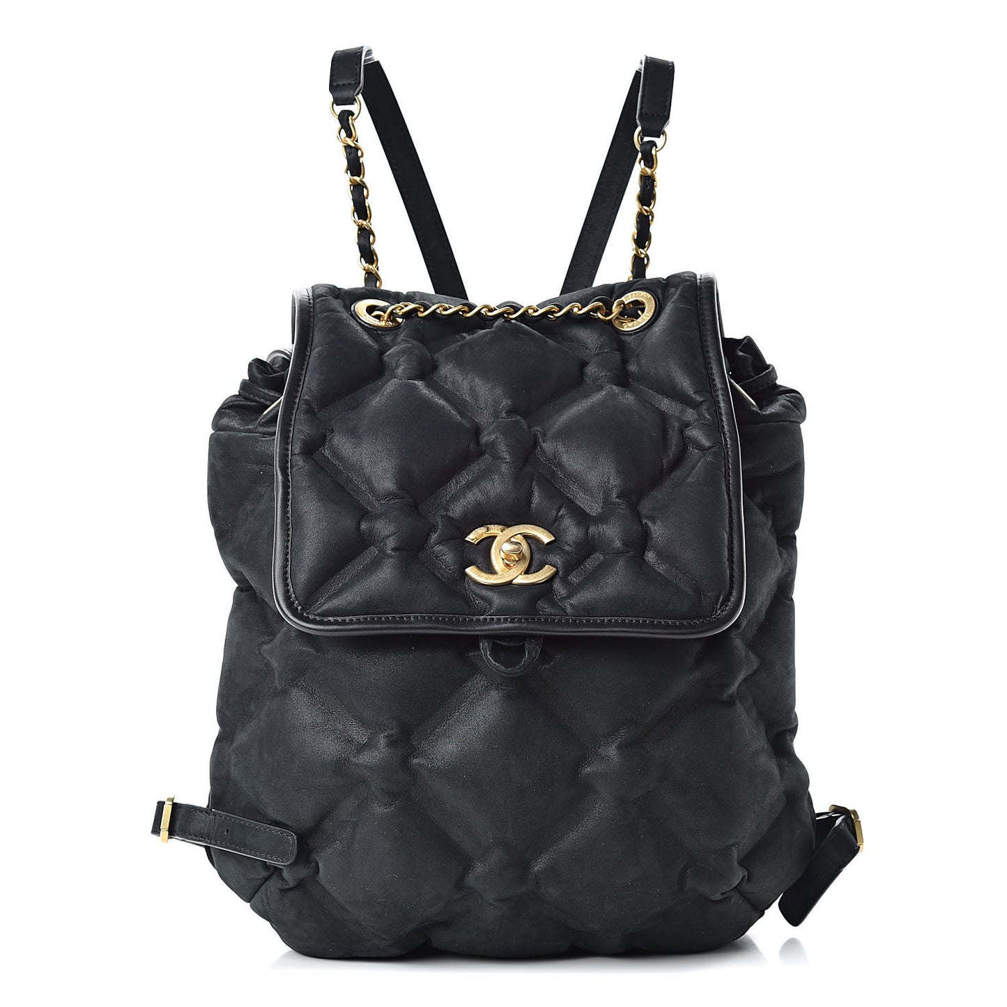 Iridescent Calfskin Quilted Chesterfield Backpack Black