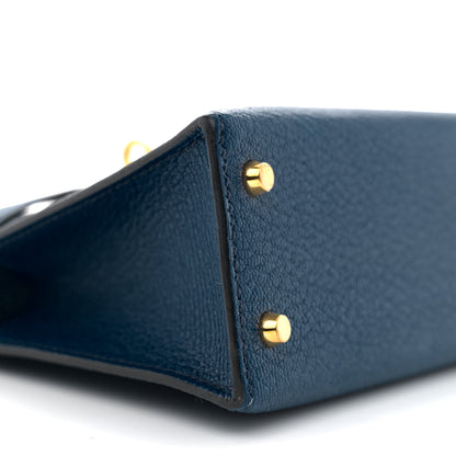 Hermes Chevre Mysore Mini Kelly Sellier 20 Bleu Saphir 9 of 14