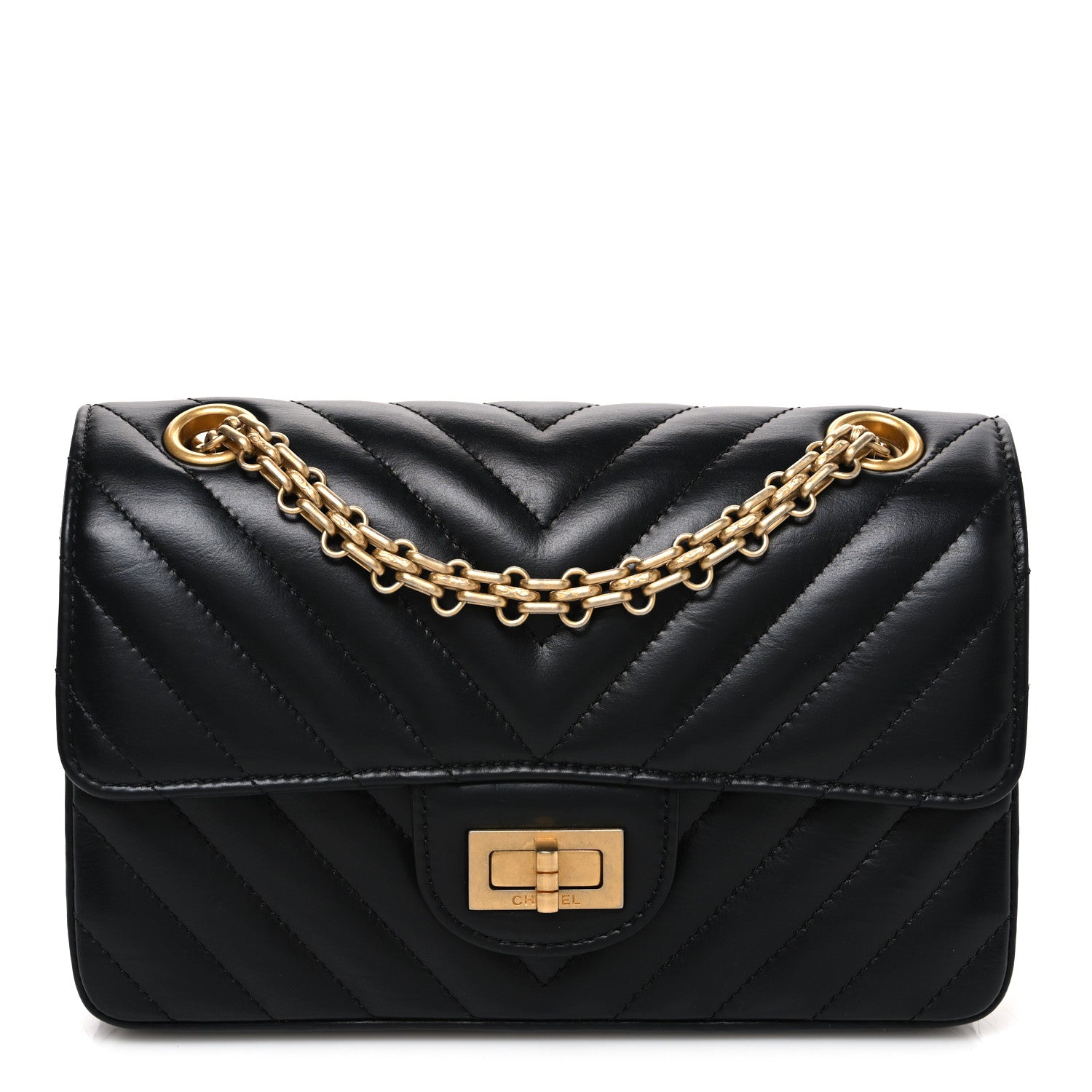 Chanel Aged Calfskin Chevron Quilted 2.55 Reissue Mini Flap Black 1 of 10