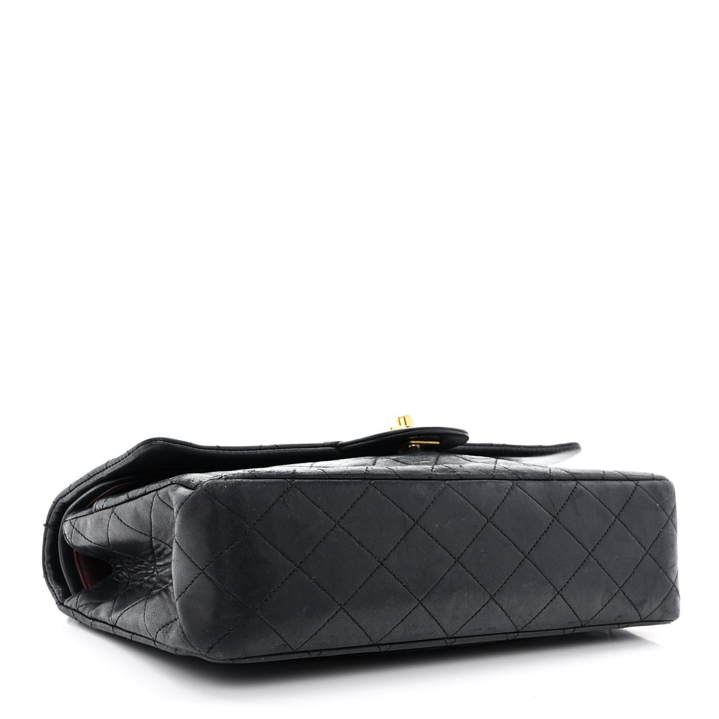 Lambskin Quilted Medium Double Flap Black