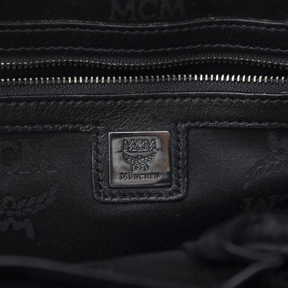 MCM Metallic Visetos Calfskin Medium Studded Munich Lion Stark Backpack Silver Black 5 of 9