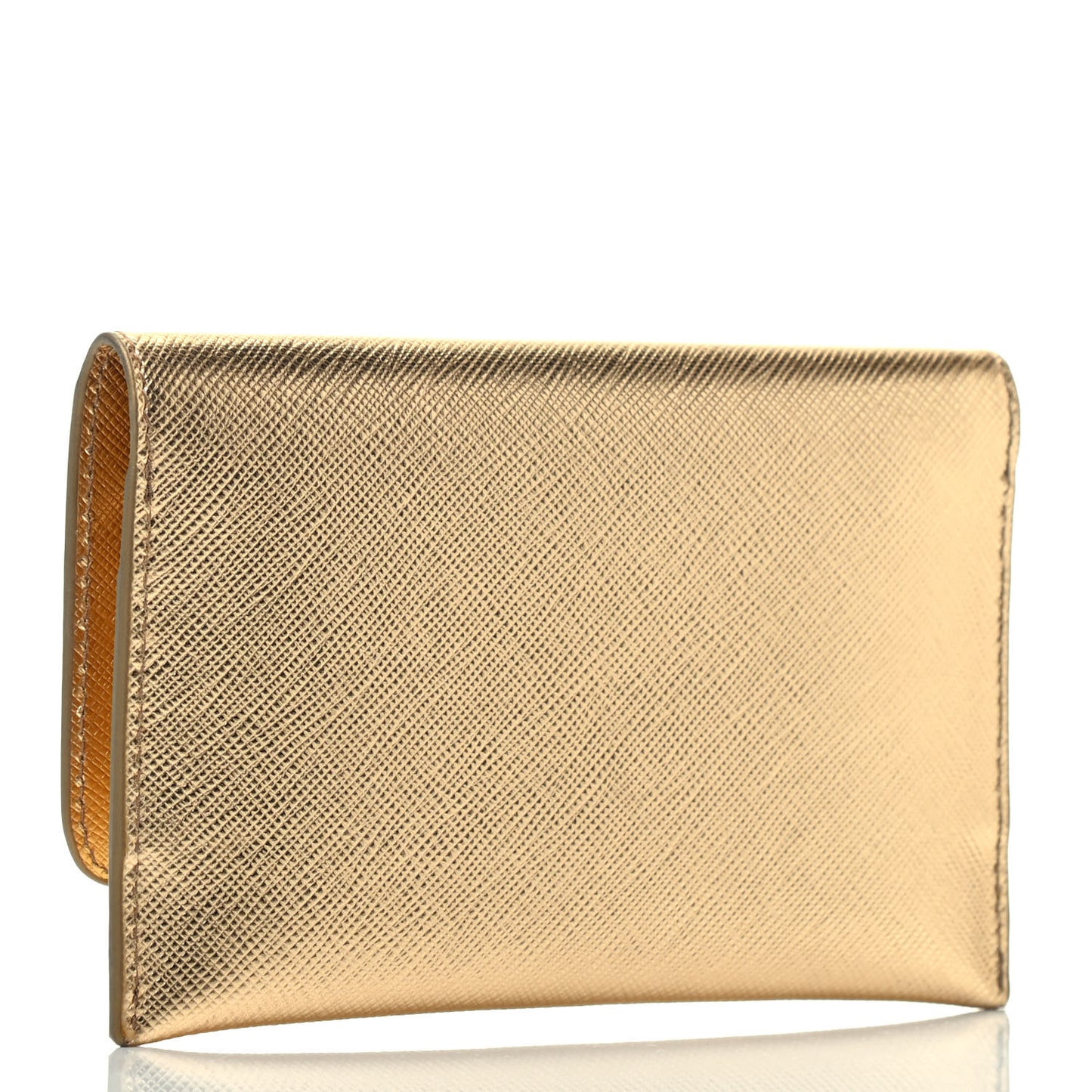 Metallic Saffiano Card Holder Platino