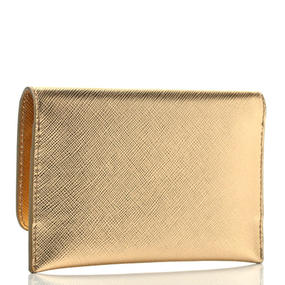 Prada Metallic Saffiano Card Holder Platino 2 of 3