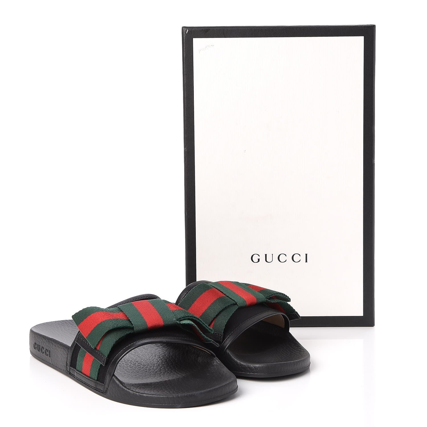 Gucci Satin Web Bow Slide Sandals 40 Black 8 of 8