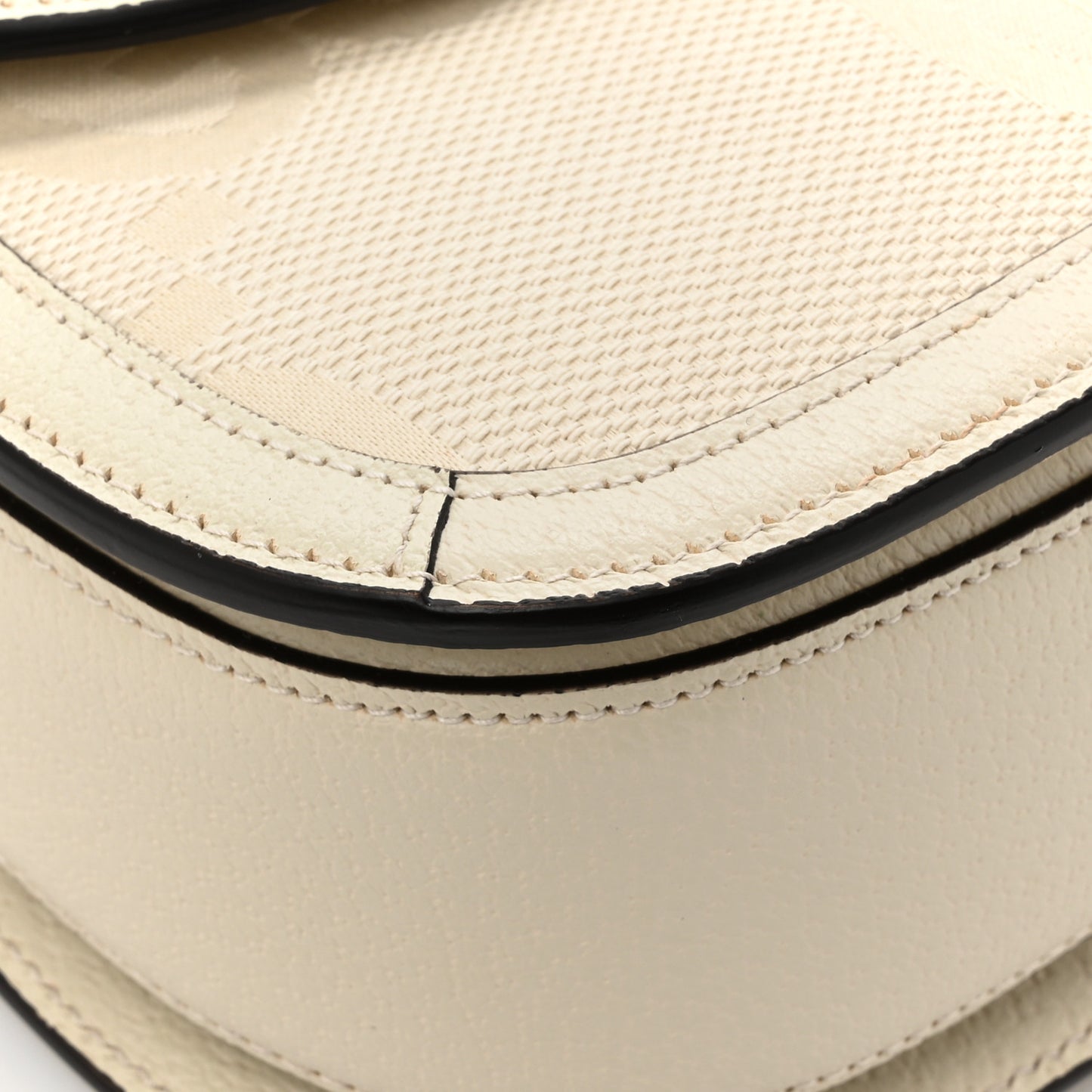 Monogram Jumbo GG Textured Dollar Calfskin Web Small Bamboo 1947 Top Handle Bag Off White