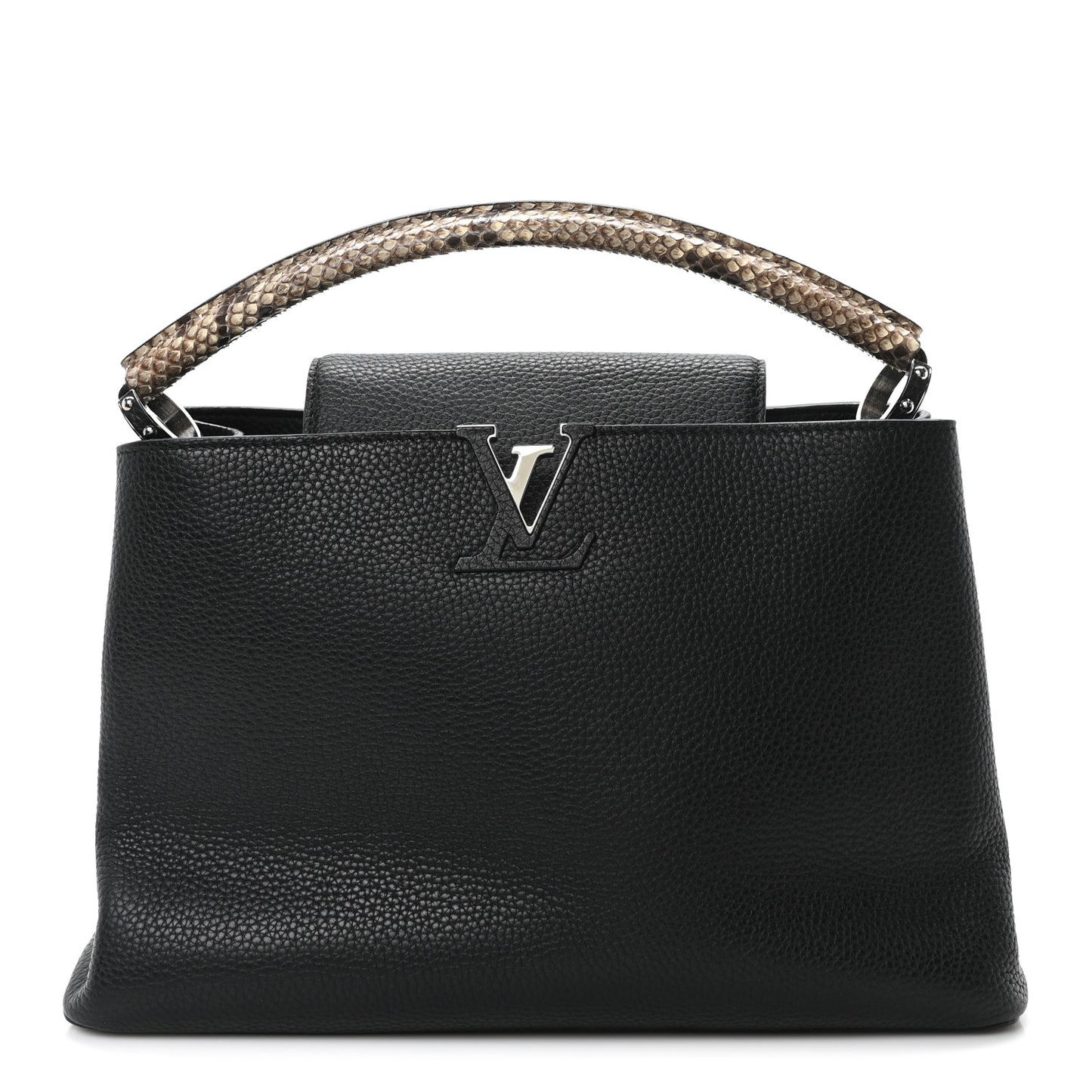 Taurillon Snakeskin Capucines MM Black