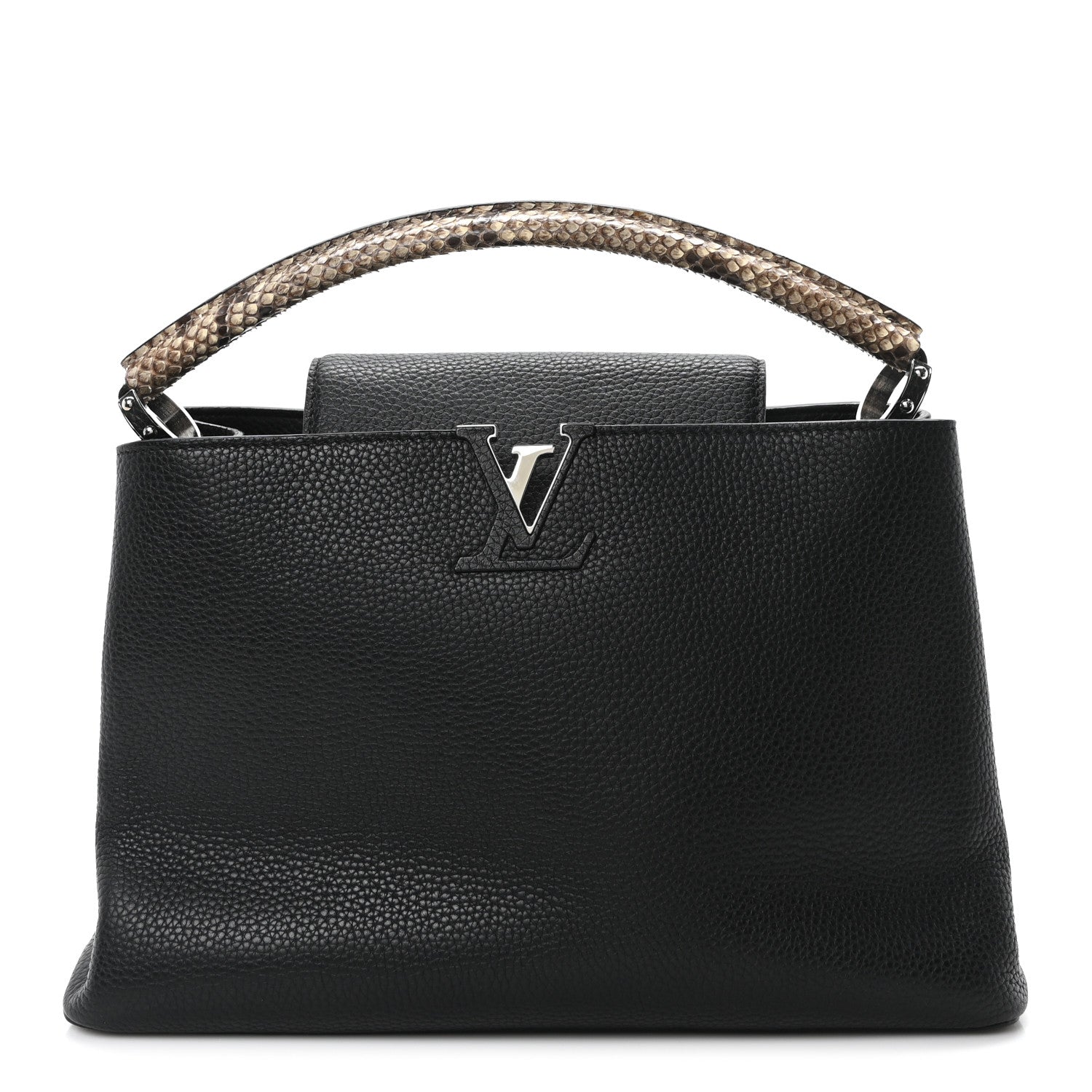 Louis Vuitton Taurillon Snakeskin Capucines MM Black 1 of 9