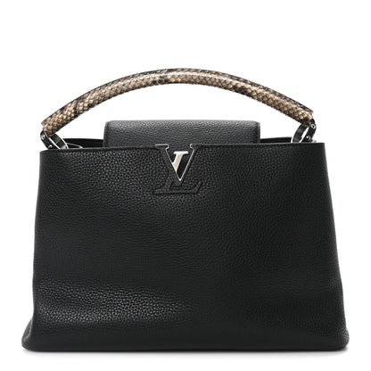 Louis Vuitton Taurillon Snakeskin Capucines MM Black 1 of 9