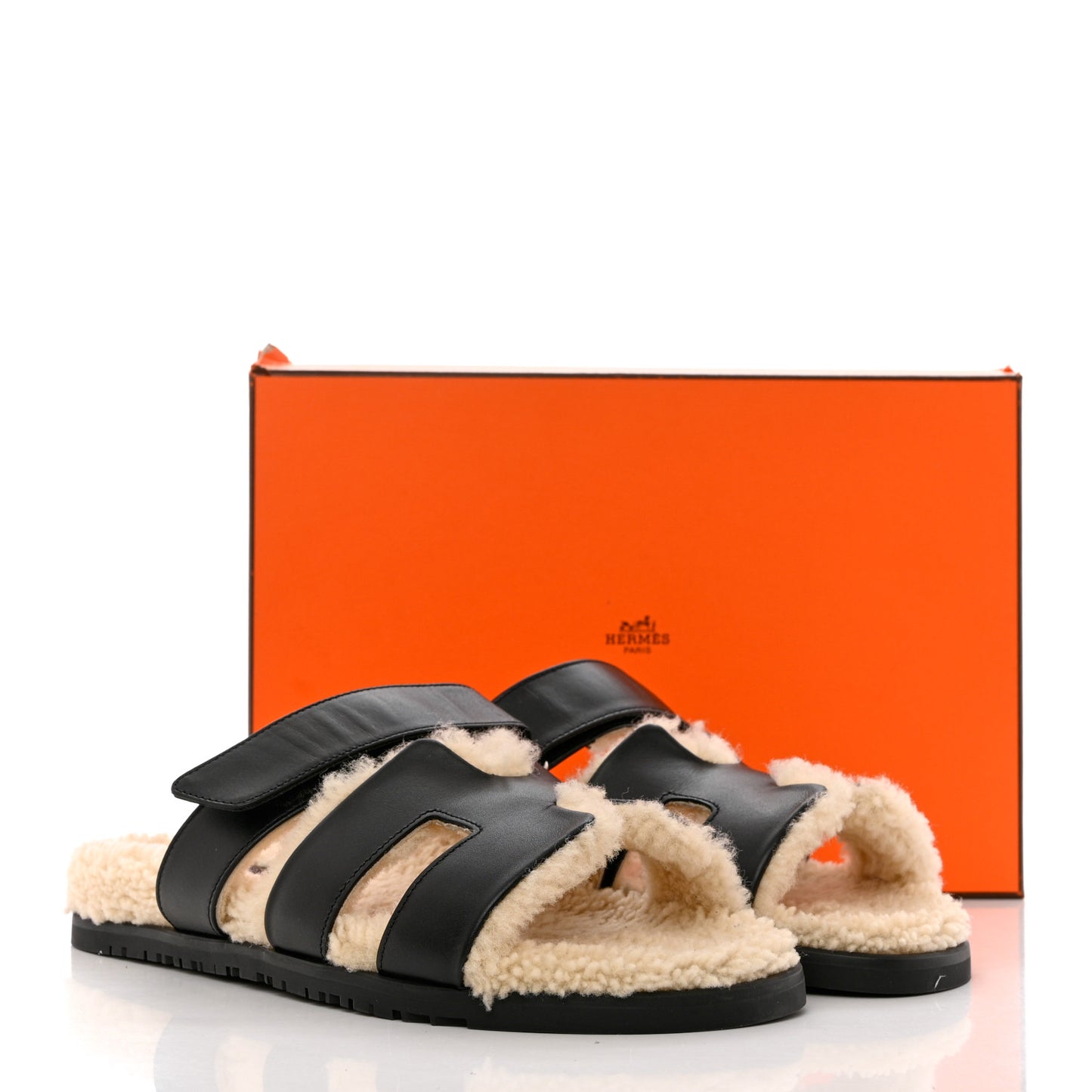 Calfskin Woolskin Womens Chypre Sandals 40 Black Ecru