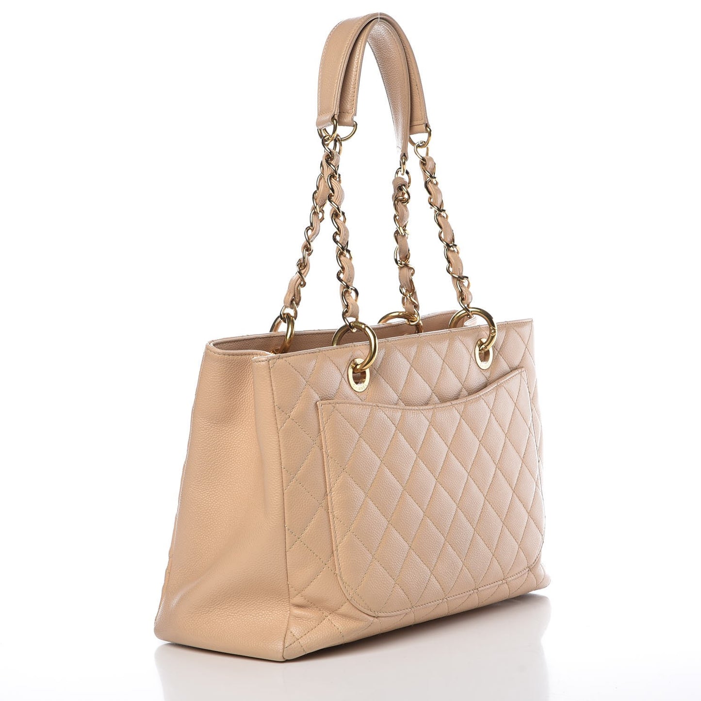 Caviar Quilted Grand Shopping Tote GST Beige Clair