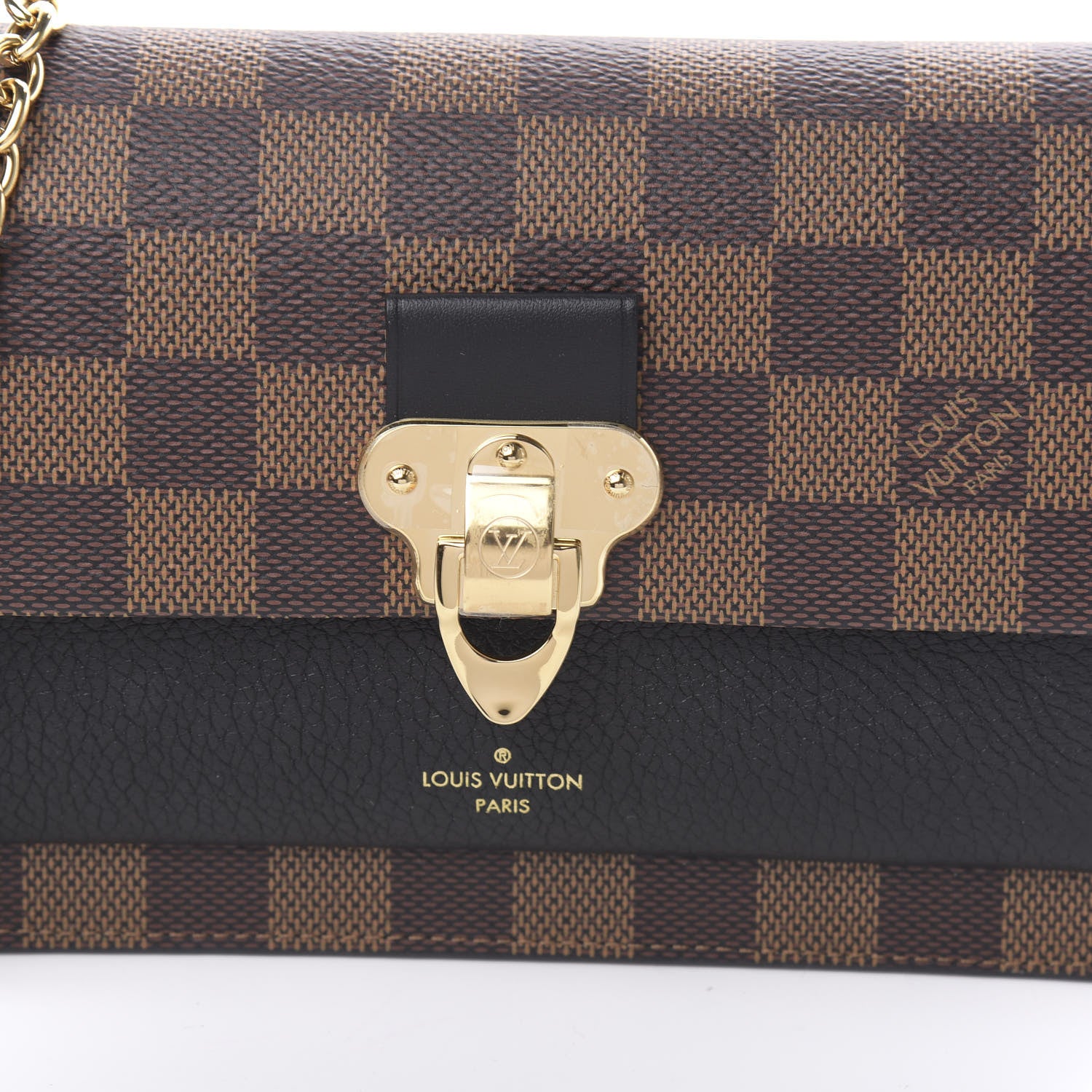 Louis Vuitton Damier Ebene Vavin Chain Wallet Black 9 of 10