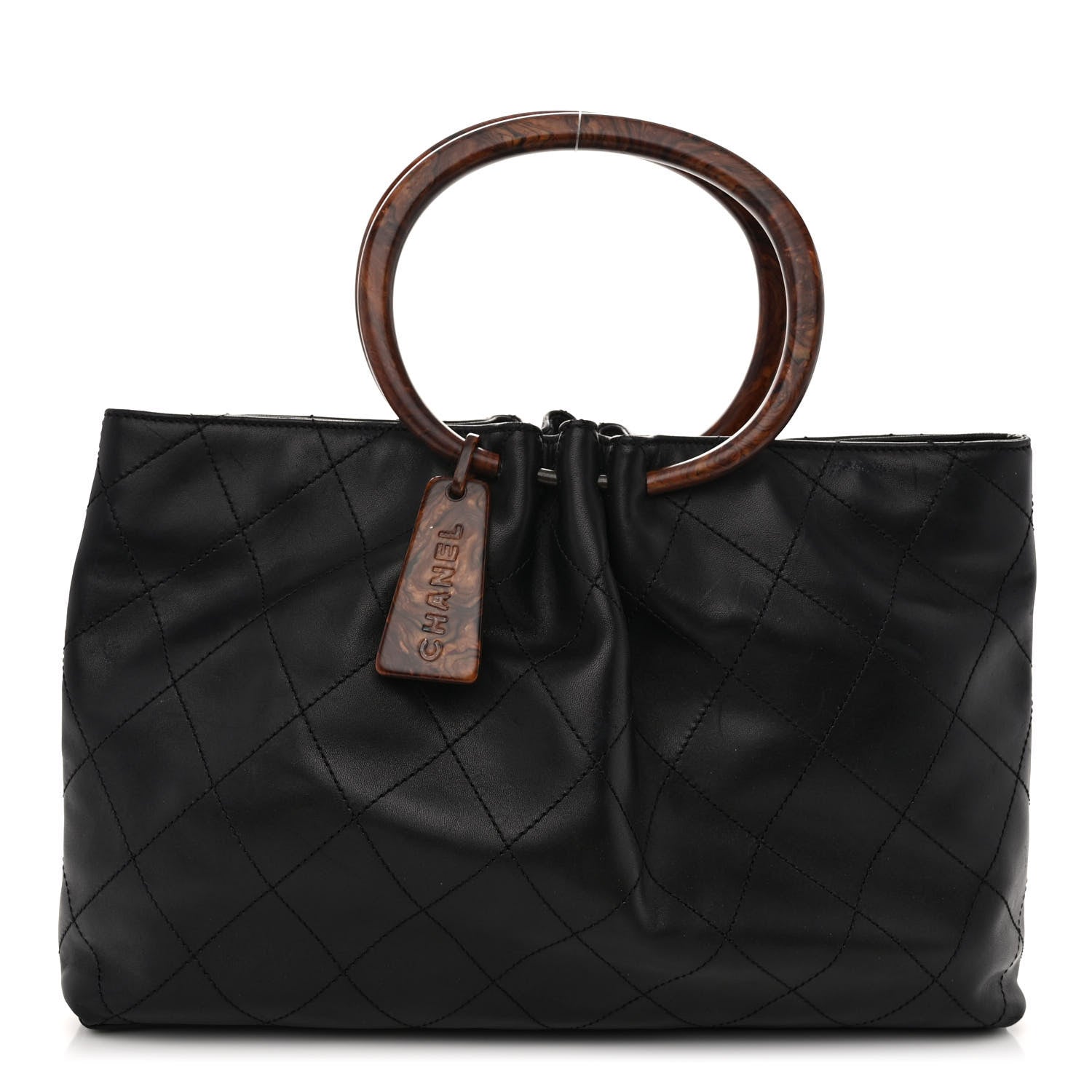 Chanel Lambskin Large Wood Handle Bag Black 1 of 10
