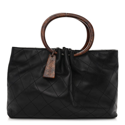 Chanel Lambskin Large Wood Handle Bag Black 1 of 10