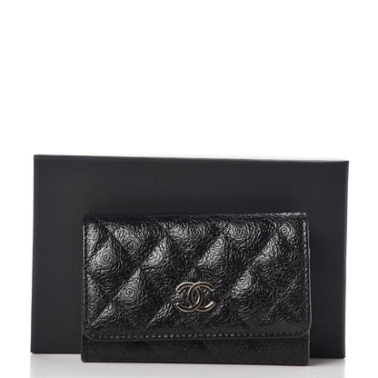 Chanel Calfskin Camellia Embossed Quilted Card Holder Black 9 of 9