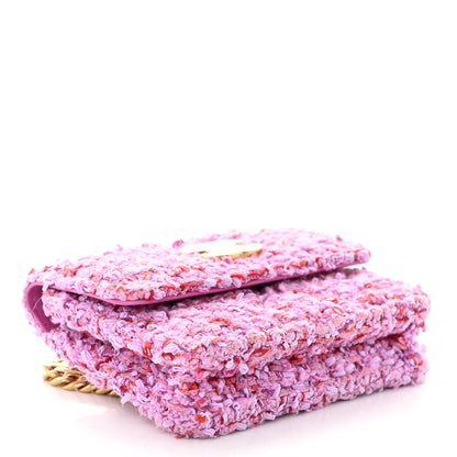 Chanel Tweed Enamel Quilted Pending CC Flap Belt Bag Pink Purple 4 of 10