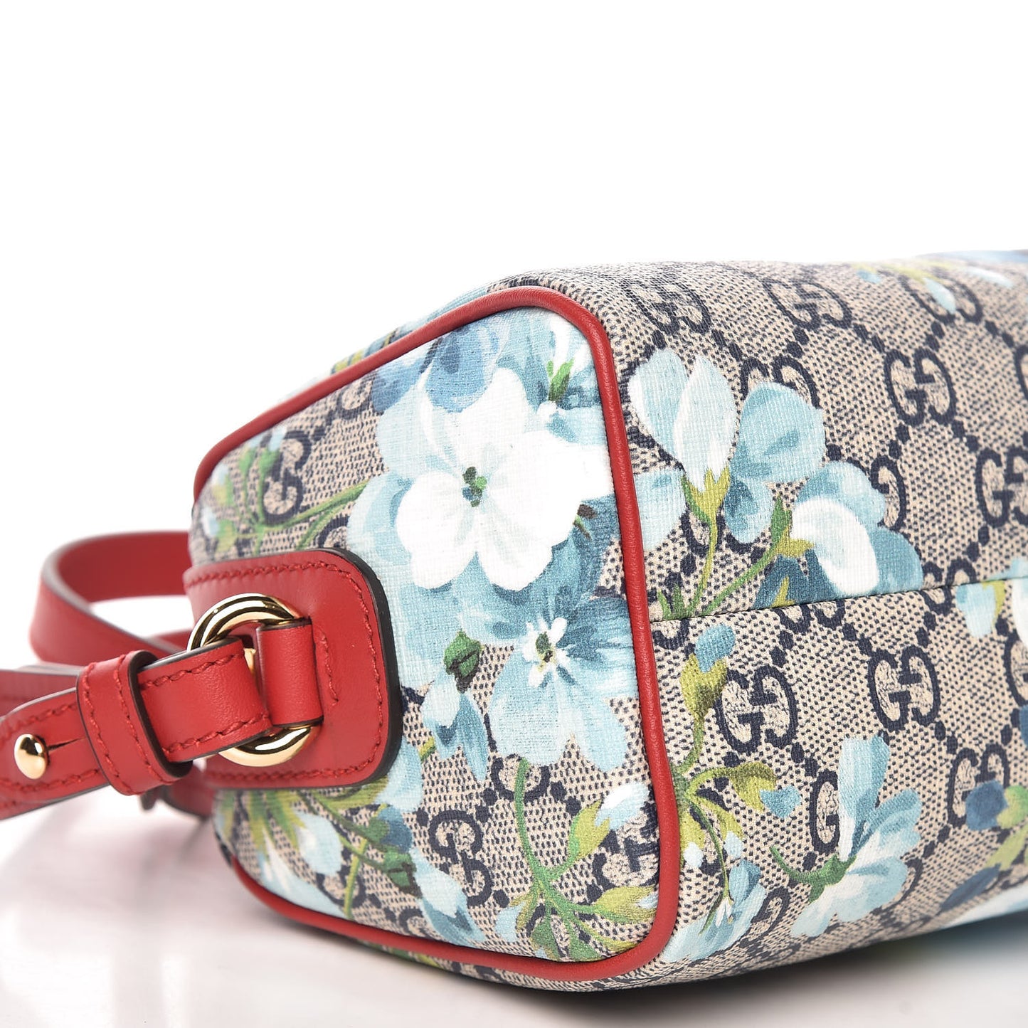GG Supreme Monogram Blooms Mini Boston Navy Blue Hibiscus