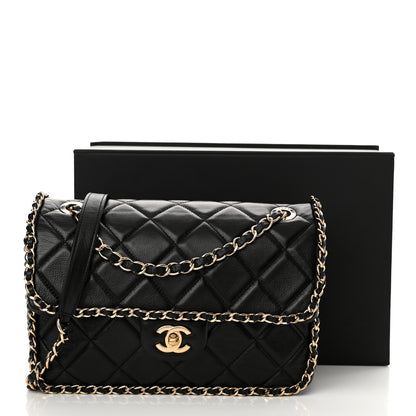Chanel Crumpled Calfskin Medium Chain All Over Flap Black 11 of 11