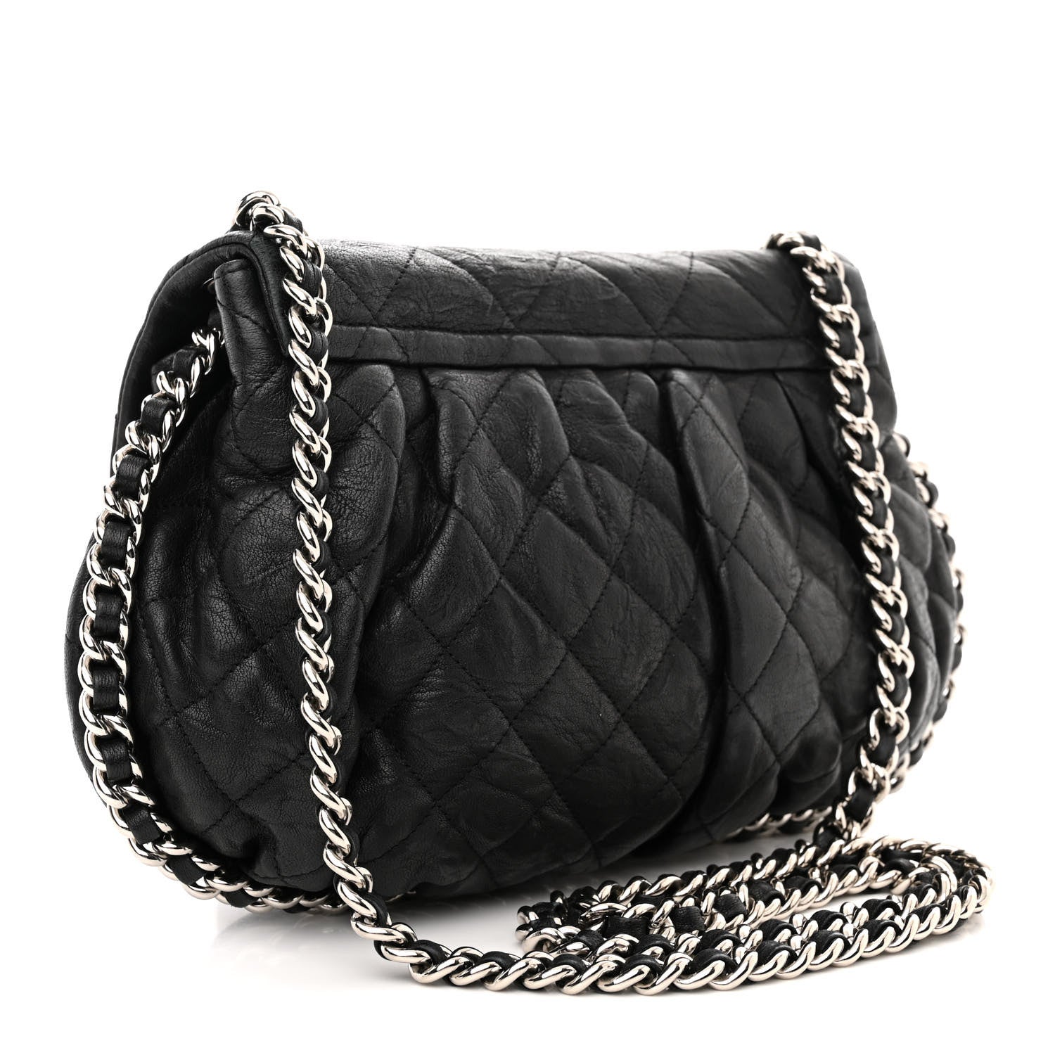 Chanel Washed Lambskin Quilted Medium Chain Around Messenger Black 3 of 13