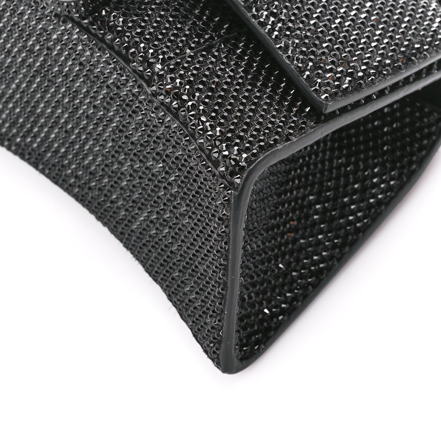 Strass Suede Hourglass Top Handle Bag XS Black Jet