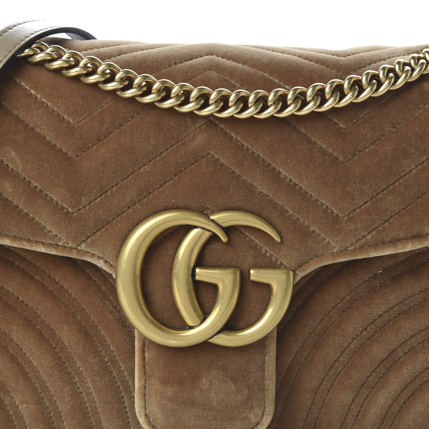 Velvet Matelasse Medium GG Marmont Shoulder Bag Taupe
