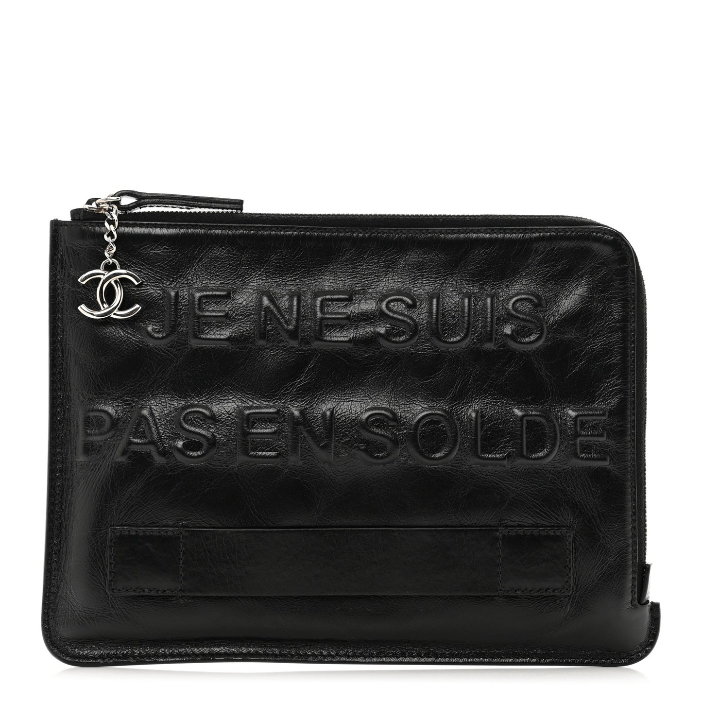 Calfskin Medium Je Ne Suis Pas En Solde Pouch Clutch Black