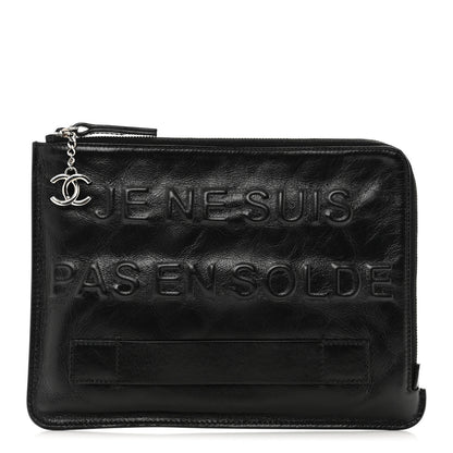 Chanel Calfskin Medium Je Ne Suis Pas En Solde Pouch Clutch Black 1 of 8