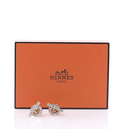 Hermes 18K Rose Gold Diamond Finesse Earrings 5 of 5