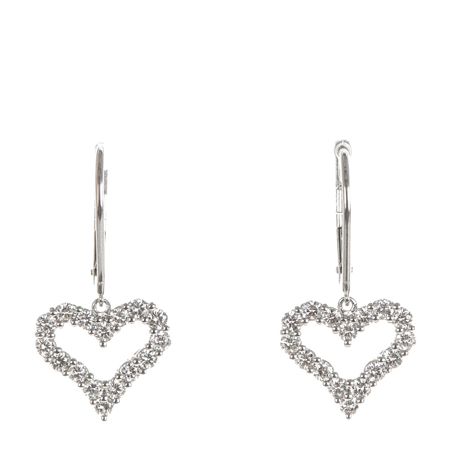 Platinum Diamond Heart Drop Earrings