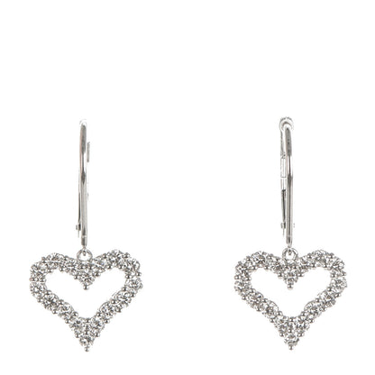 Tiffany Platinum Diamond Heart Drop Earrings 1 of 5