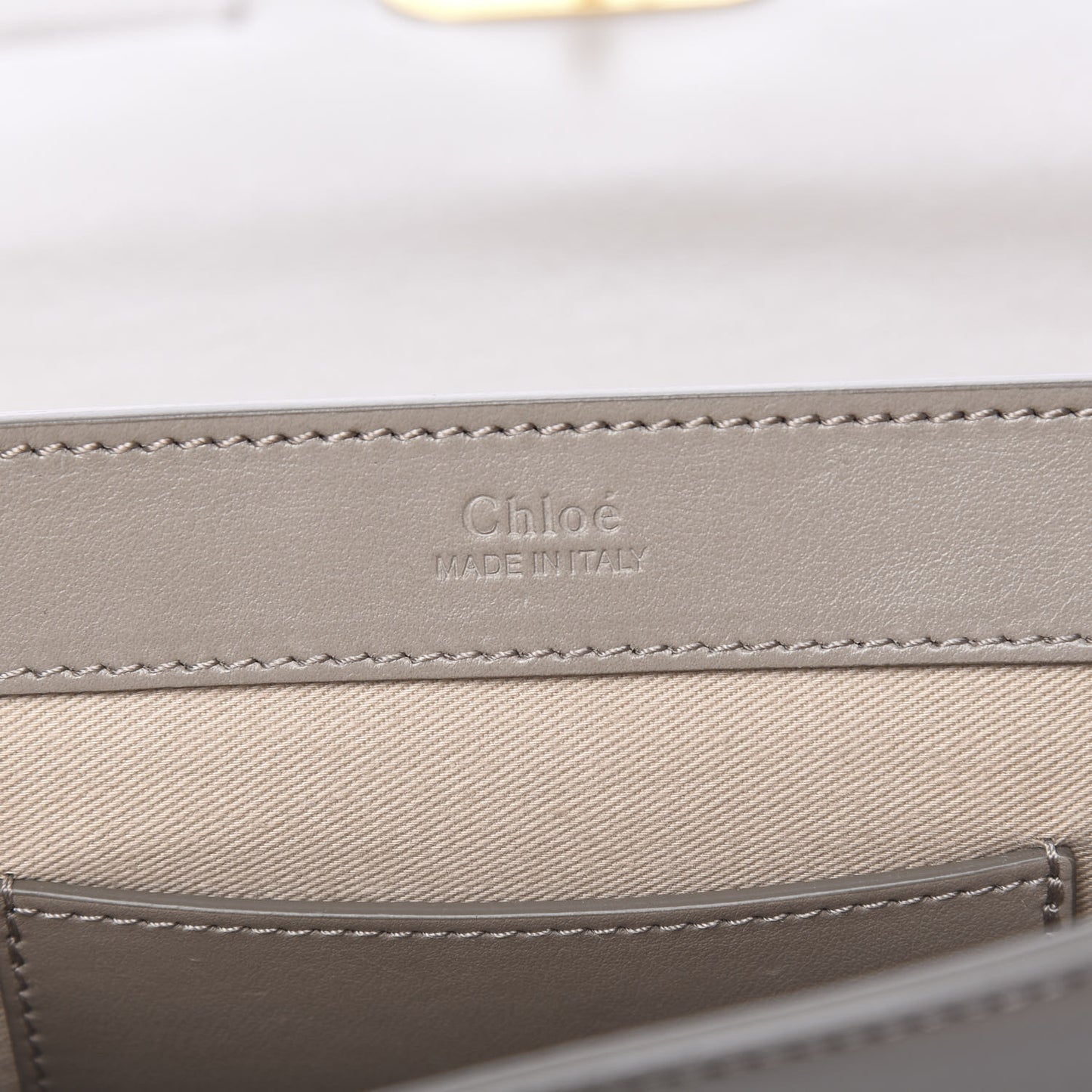 Calfskin Suede C Clutch With Chain Motty Grey