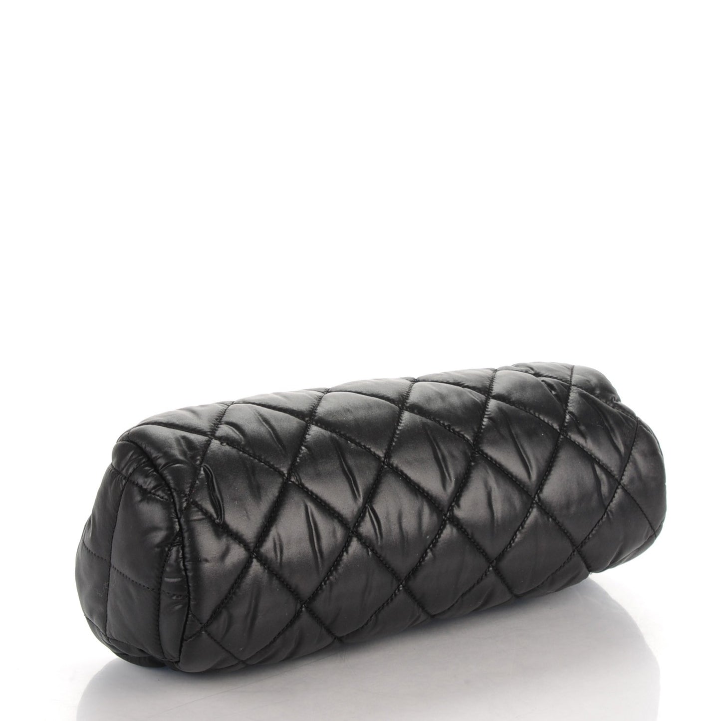 Nylon Quilted Cocoon Cosmetic Pouch Black