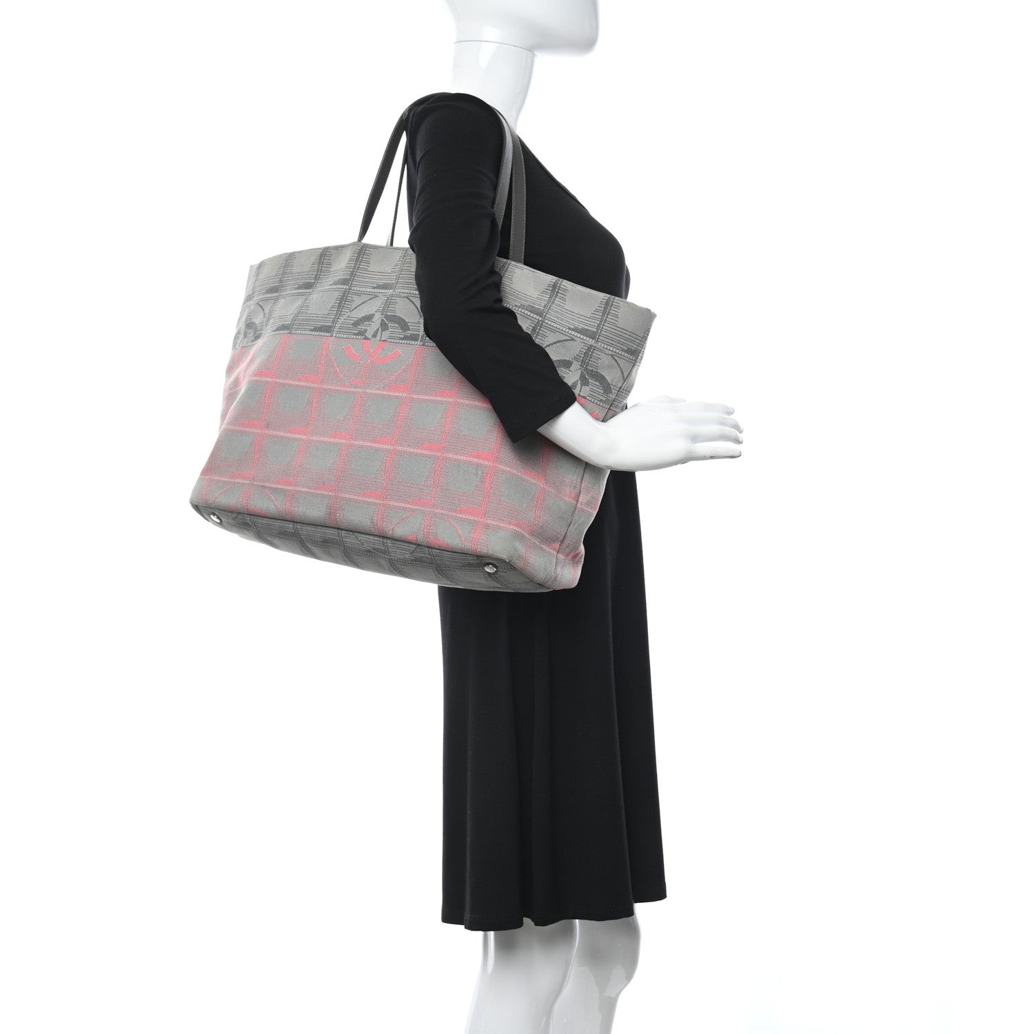 Chanel Nylon Travel Shopping Tote Pink Grey 2 of 12