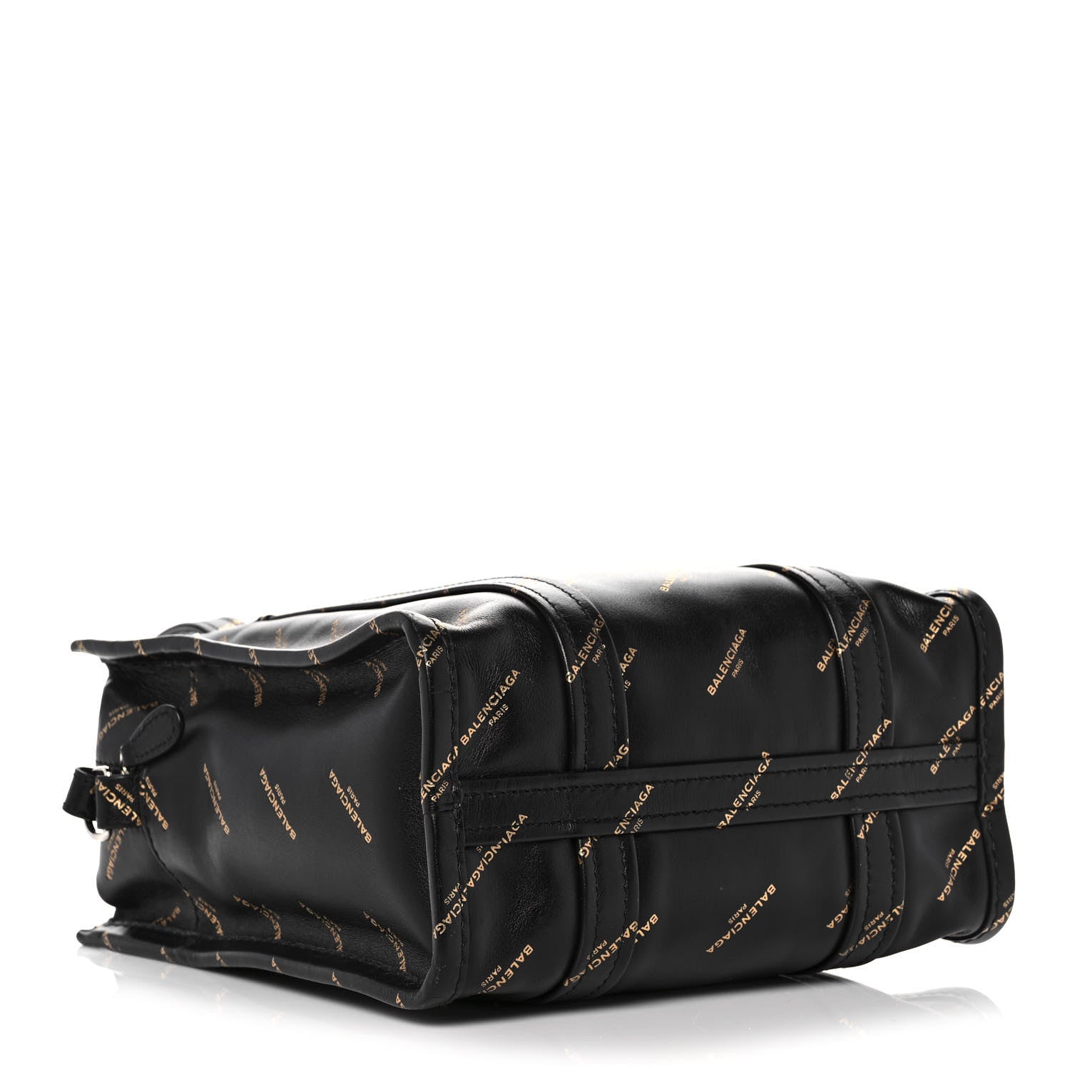 Balenciaga Calfskin Allover Logo XS Bazar Shopper Tote Black Gold 4 of 16