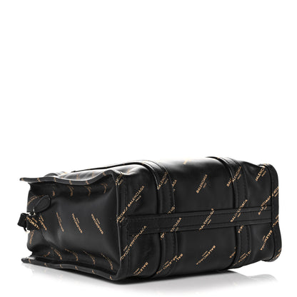Balenciaga Calfskin Allover Logo XS Bazar Shopper Tote Black Gold 4 of 16