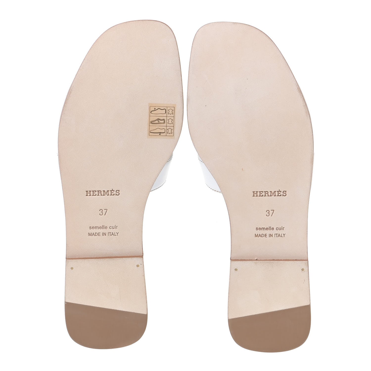 Hermes Box Calfskin Oran Sandals 37 White 6 of 11