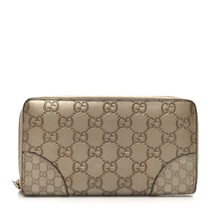 Gucci Metallic Guccissima Microguccissima Bree Zip Around Wallet Golden Beige 1 of 12