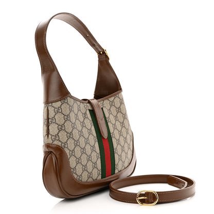 Gucci GG Supreme Monogram Azalea Calfskin Web Small Jackie 1961 Hobo Beige Ebony Brown Sugar 3 of 13