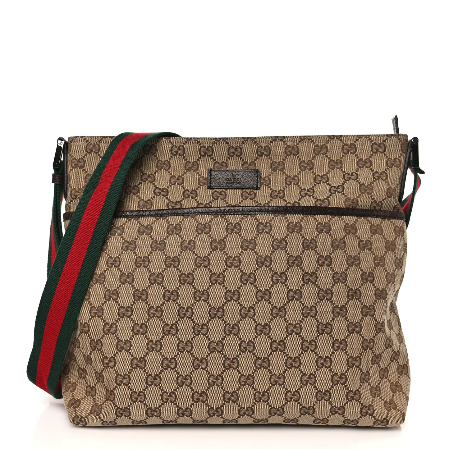 Monogram Web Medium Flat Messenger Bag Brown