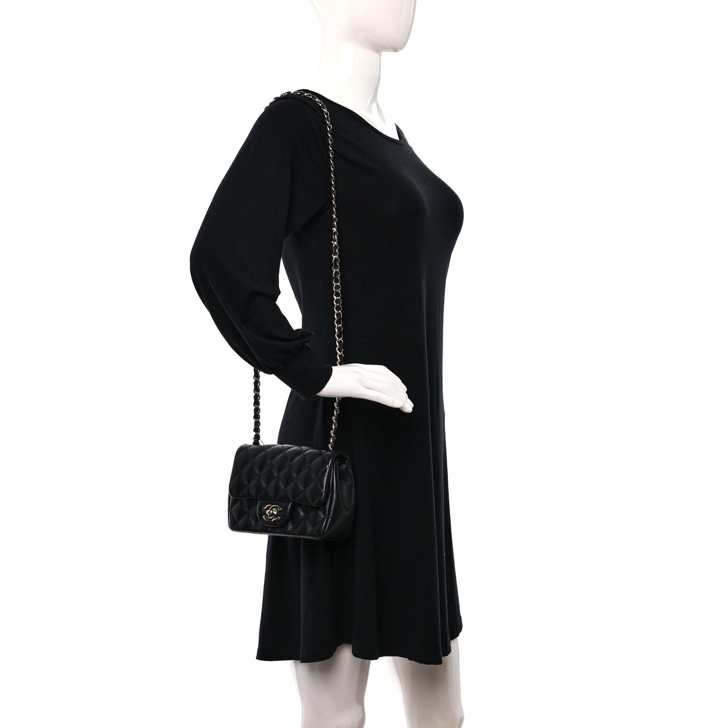 Lambskin Quilted Mini Square Flap Black