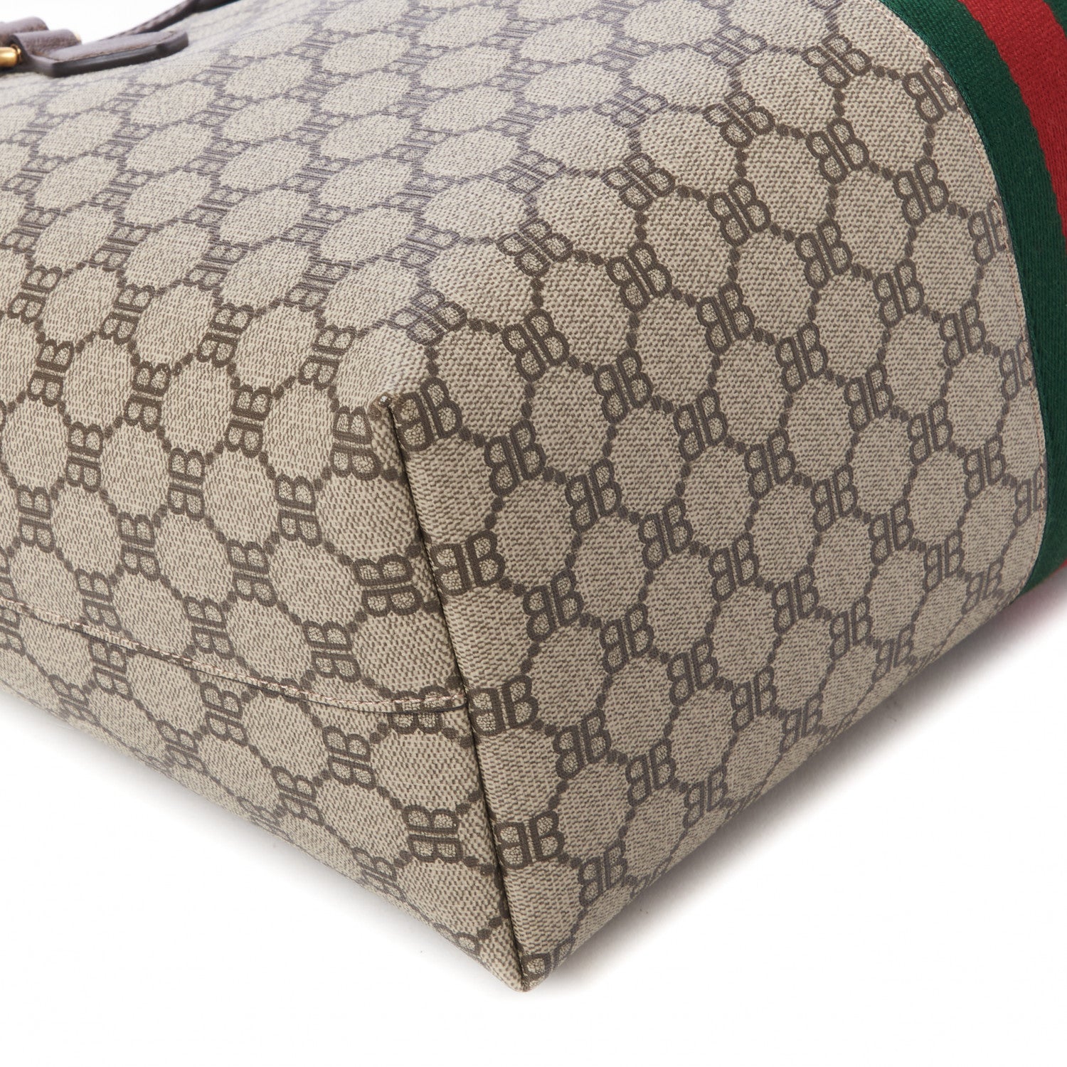 Gucci X BALENCIAGA BB Supreme Monogram Web Medium Ophidia Shopping Tote Beige New Acero 5 of 10